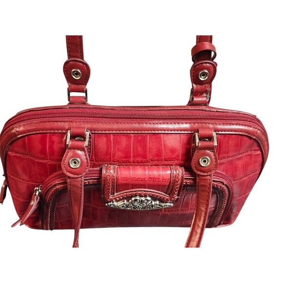 M.C. Marc Chantal Red Crocodile Embossed Leather Shoulder Handbag Purse *Read - Picture 7 of 16